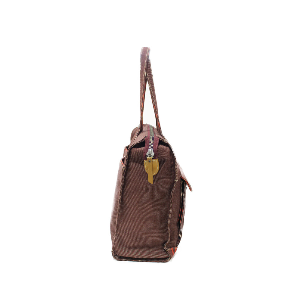 Burberry BLUE Bag Brown LABEL Reddish Shoulder Canvas Tote - Picture 3 of 7